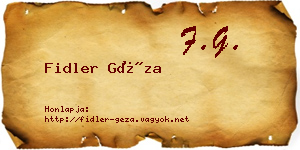 Fidler Géza névjegykártya