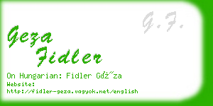 geza fidler business card